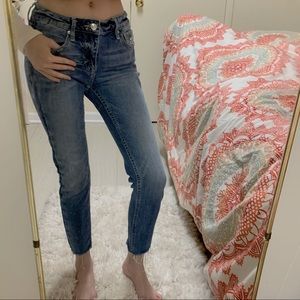 cropped blue denim jeans